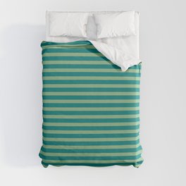 [ Thumbnail: Teal & Dark Sea Green Colored Pattern of Stripes Duvet Cover ]