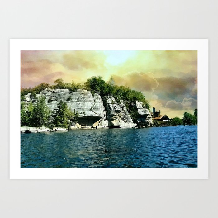 Golden Sky Over The Mountain Mohonk Art Print By Judypalkimas