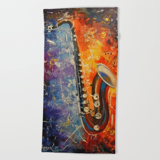 Melody saxophone Beach Towel