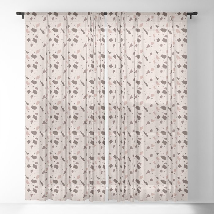 Abstract Terrazzo Granite Seamless Pattern Sheer Curtain