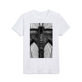 New York City black and white Brooklyn Bridge Kids T Shirt