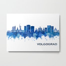 Volgograd Russia Skyline Blue Metal Print