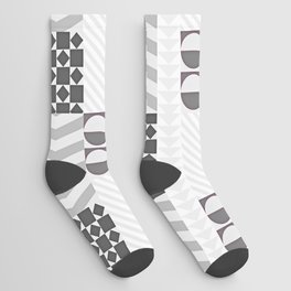 Dancing with Mondrian in Gray Monochromatic Socks