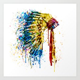 Native American Feather Headdress Art Print