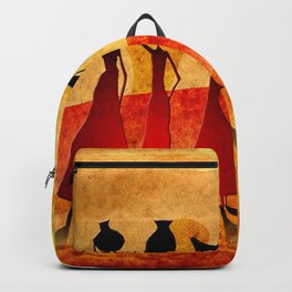 Africa retro vintage style design illustration Backpack | Exotic, People, Unique, Nature, Wild, Illustration, Ethnic, Painting, Woman, Drawing 