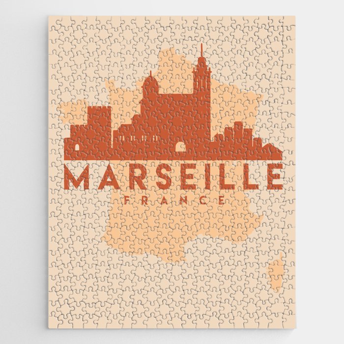 MARSEILLE FRANCE CITY MAP SKYLINE EARTH TONES Jigsaw Puzzle