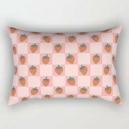 Strawberry Checks Retro Checkered Strawberries Pattern Rectangular Pillow
