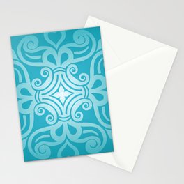 HUNGARIAN ORNAMENTS - Femininity mandala in turquoise Stationery Cards