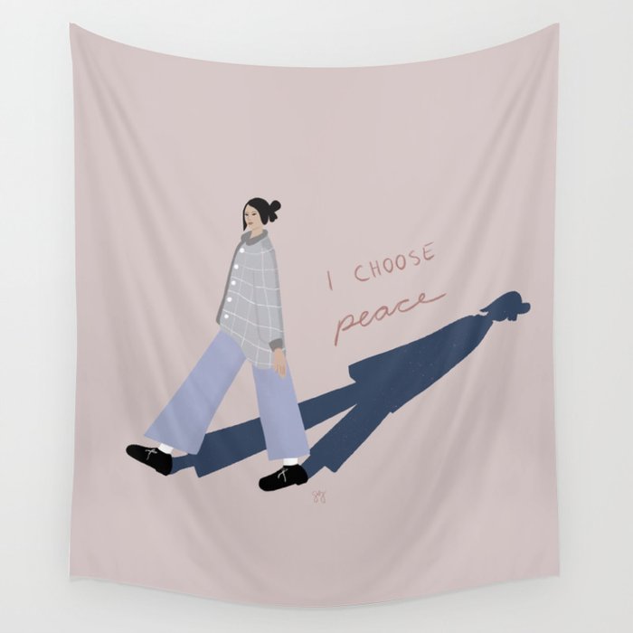 choosing peace affirmation girl  Wall Tapestry