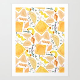 Pasta Pattern on White Art Print