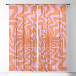 70s Retro Pink Orange Abstract Sheer Curtain