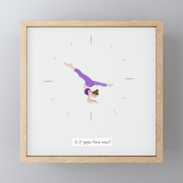 clock: is it yoga time now?  Framed Mini Art Print