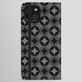 Dark Four Leaf circle tile geometric pattern. Digital Illustration background iPhone Wallet Case