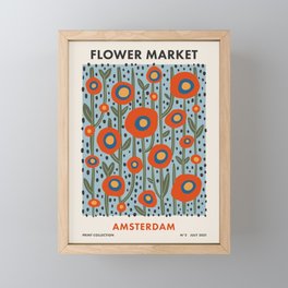 Flower Market Amsterdam, Modern Retro Flower Print Framed Mini Art Print