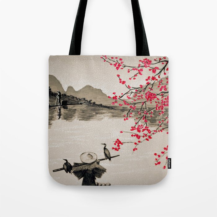 Japan Crane Fishing Tote Bag