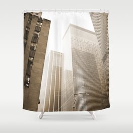 Sepia Skyscrapers New York City Shower Curtain