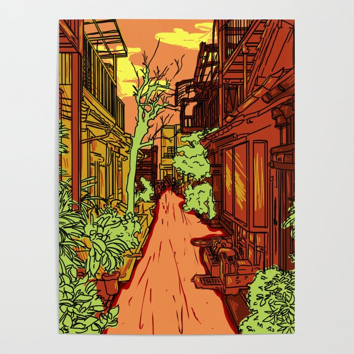 Japanese Alley Poster By Ellie Reis Society6