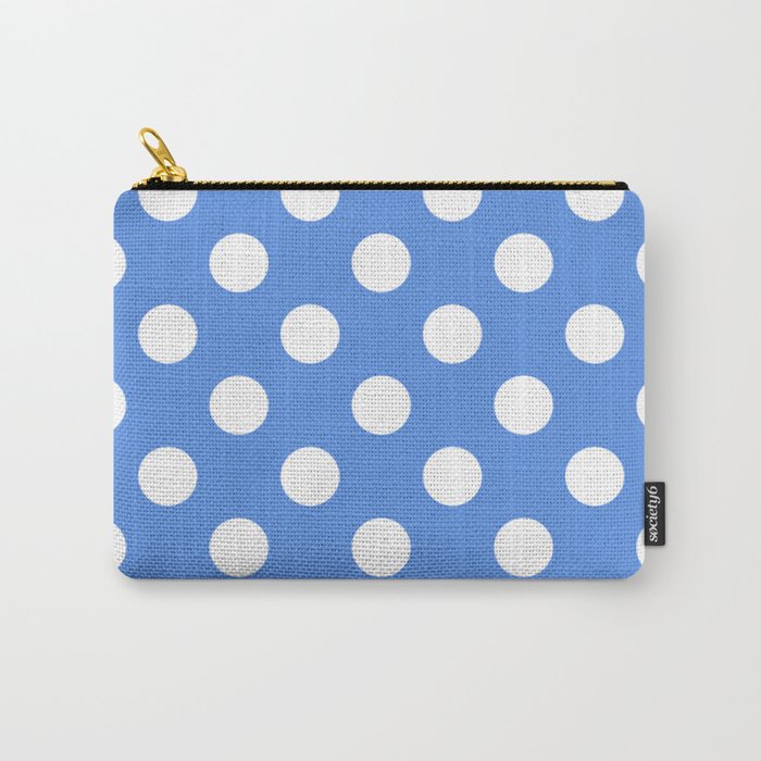 United Nations blue - turquoise - White Polka Dots - Pois Pattern Carry-All Pouch