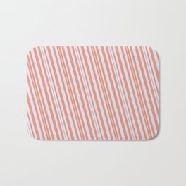 [ Thumbnail: Dark Salmon & Lavender Colored Stripes Pattern Bath Mat ]