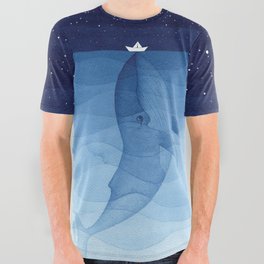 Whale blue ocean All Over Graphic Tee