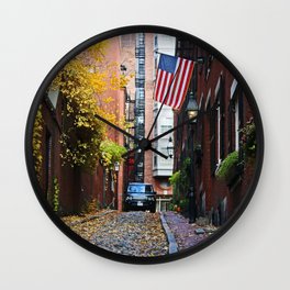 Acorn street Wall Clock | Landscape, Massachusetts, Hdr, Jessicagray, Boston, Digital, Photo, Acornstreet, Love, Naturallyjess 
