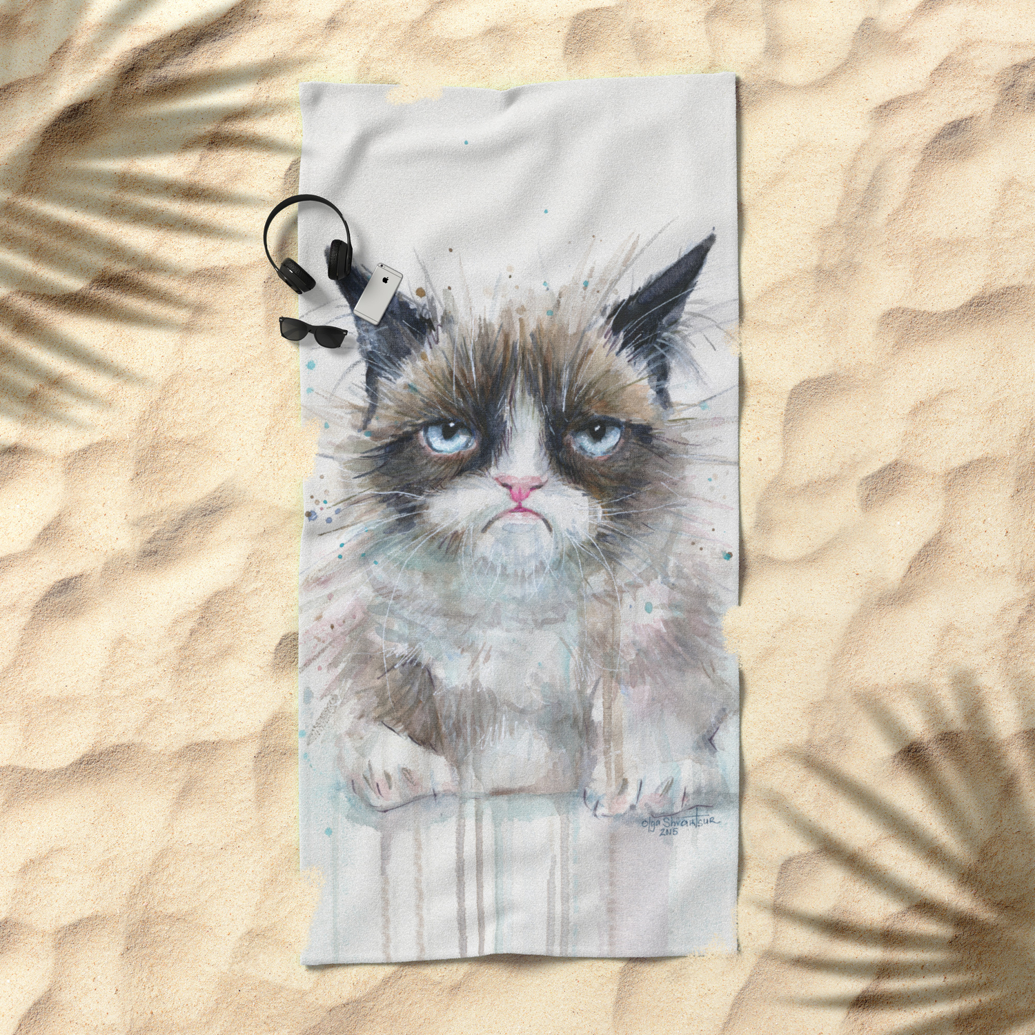 Angry Cat Beach Towel By Olechka Society6