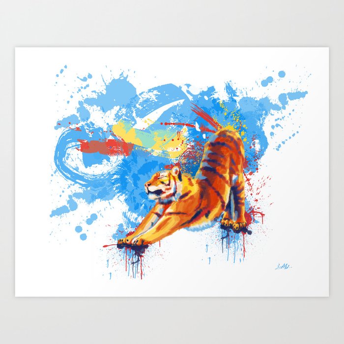 Stretching Tiger Art Print