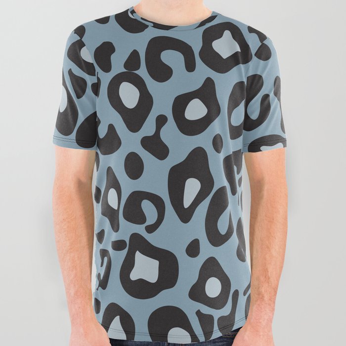 Cheetah Leopard Grey Pattern All Over Graphic Tee