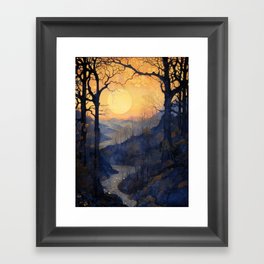 Sunset over River Valley Framed Art Print