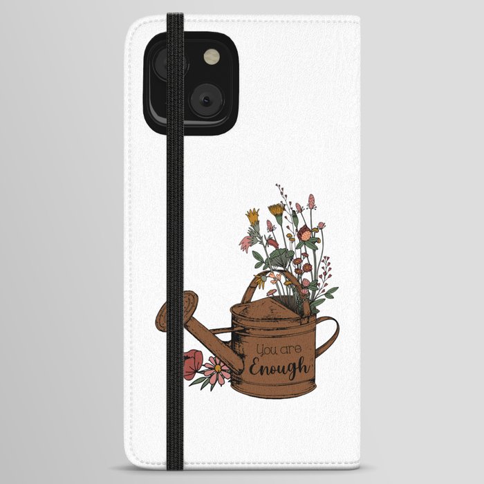 You Are Enough Floral Boho Gardening iPhone Wallet Case