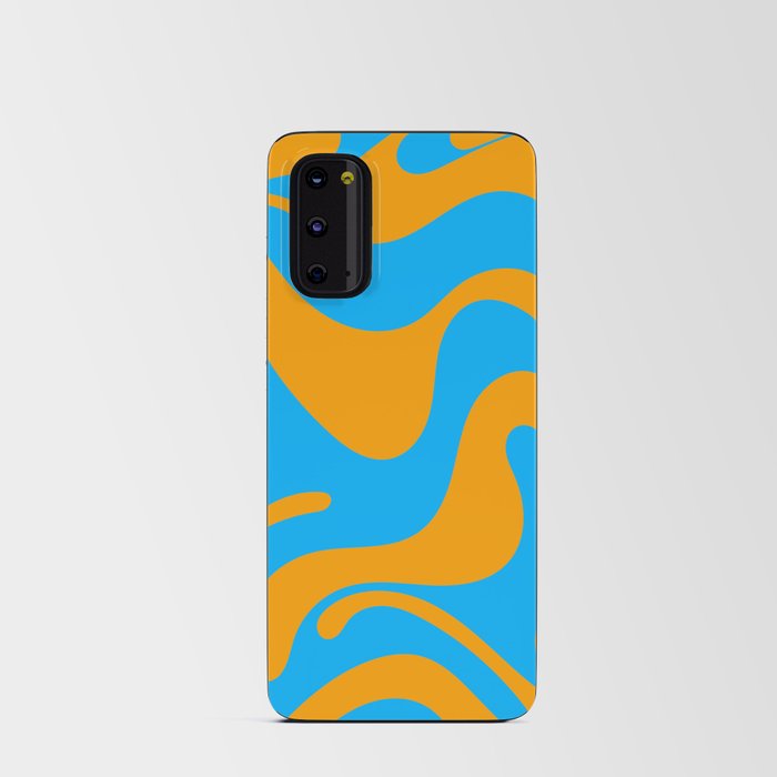Lava Lamp - 70s Abstract Minimal Modern Wavy Art Design Pattern in Blue and Orange Android Card Case