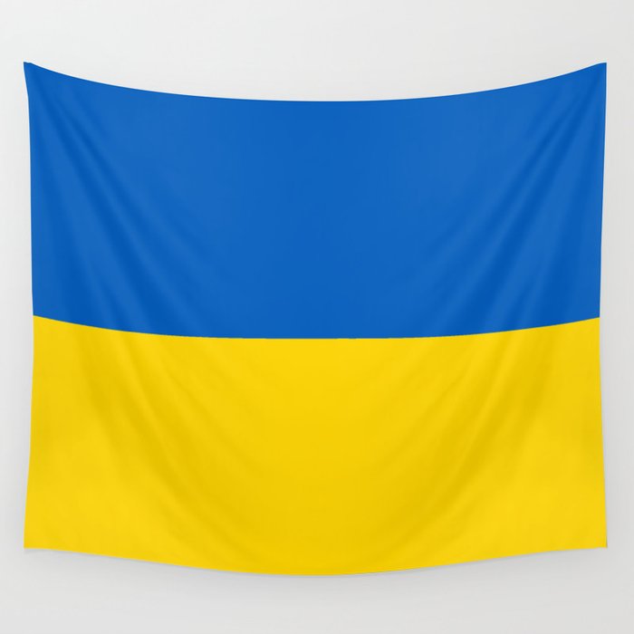 Sapphire and Yellow Solid Colors Ukraine Flag 100 Percent Commission Donated To IRC Read Bio Wall Tapestry