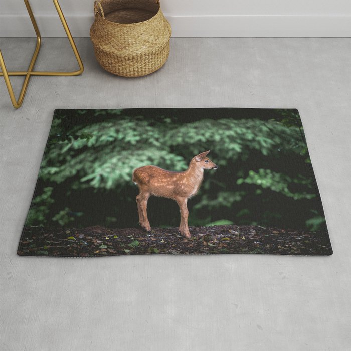 Cute Animals Forest Fawn Black Tailed Deer Rug By Cascadia