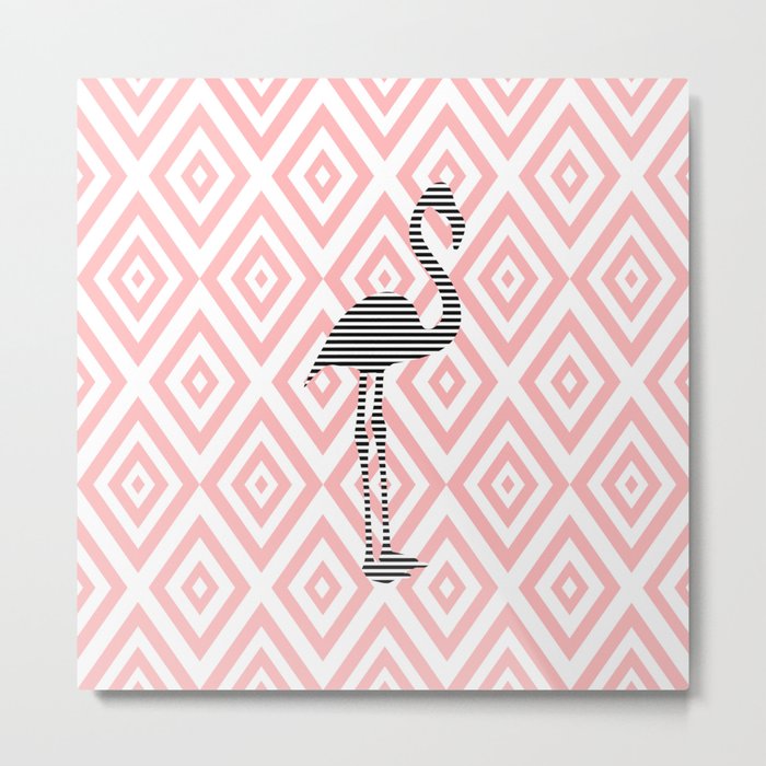 Flamingo - abstract geometric pattern - pink and white. Metal Print