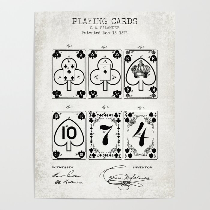 Playing cards old patent Poster