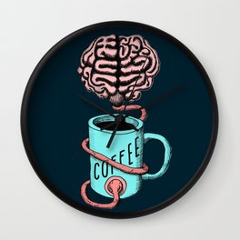 Coffee for the brain. Funny coffee illustration Wall Clock