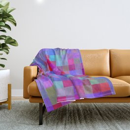 geometric square pixel pattern abstract background in blue purple pink red Throw Blanket