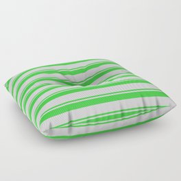 [ Thumbnail: Lime Green & Light Grey Colored Striped Pattern Floor Pillow ]