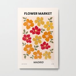 Flower Market Print Madrid, Abstract Flower Poster Metal Print