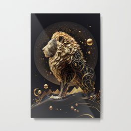 black gold lion Metal Print | 3Dlion, Elegantlion, Space, Minimalism, Artisticleo, Goldleo, Chic, 3Dart, Leozodiac, Planets 