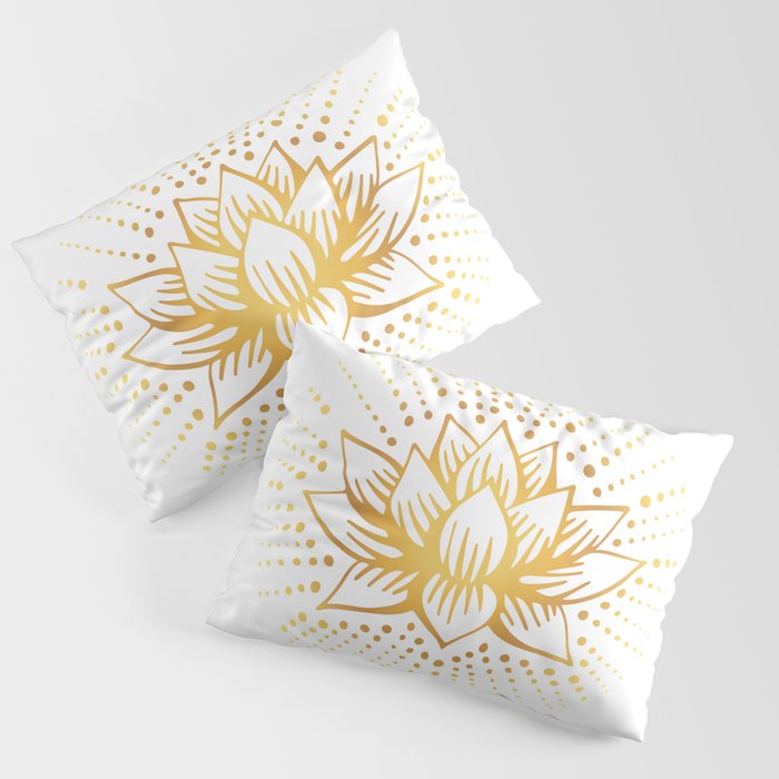 Golden Lotus Mandala Light Pillow Sham