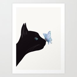 Cat and Butterfly Art Print