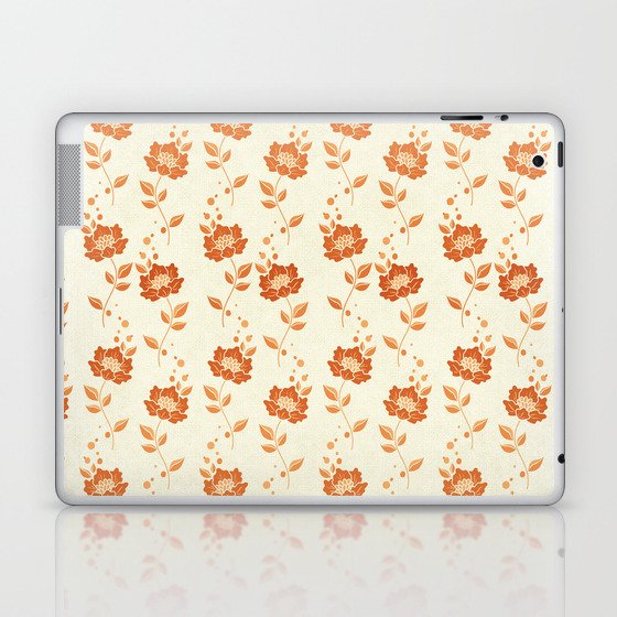 Modern Orange Floral Collection Laptop & iPad Skin