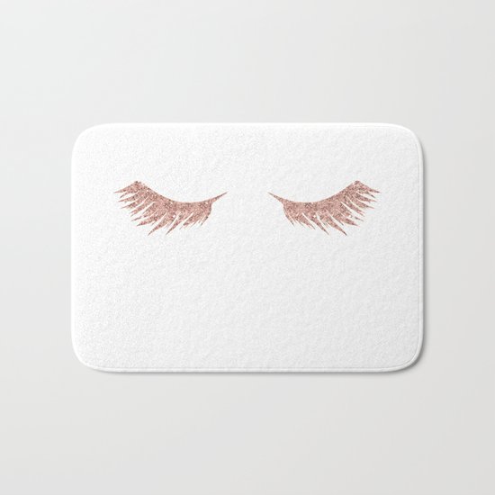 Pretty Lashes Rose Gold Glitter Pink Bath Mat