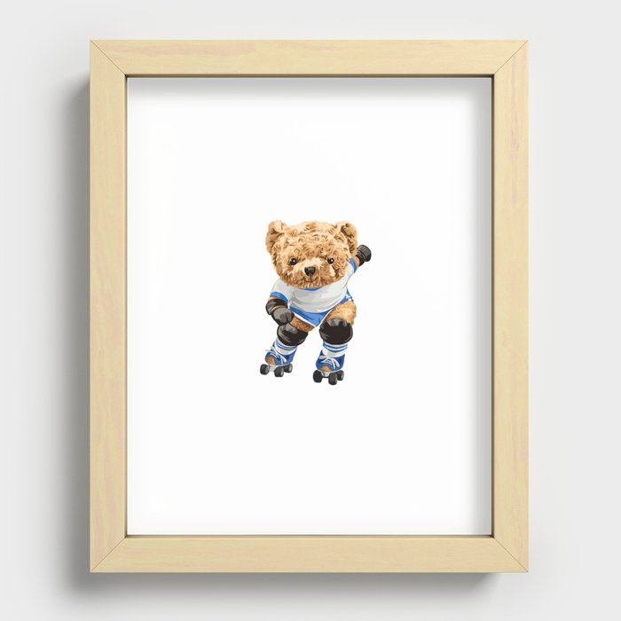 Skating Bear Recessed Framed Print