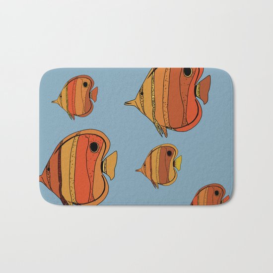 Orange Butterfly Fish Bath Mat