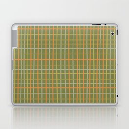 Irregular Plaid Pattern in Retro Olive Green Celadon Orange Tones Laptop Skin