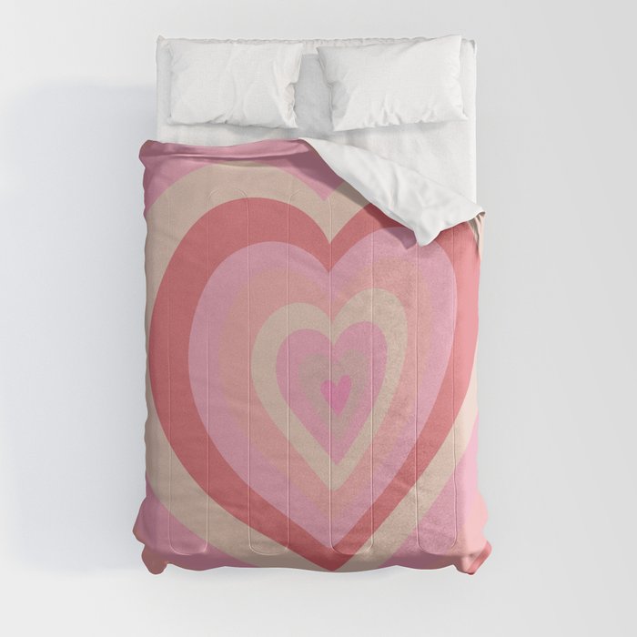 Retro Groovy Love Hearts - shades of pink and beige Comforter