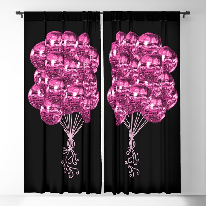 Pretty Pink Music Disco Ball Balloons Blackout Curtain