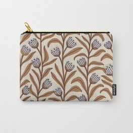 Bellflower Pattern / Brown, Ivory & Grey Carry-All Pouch